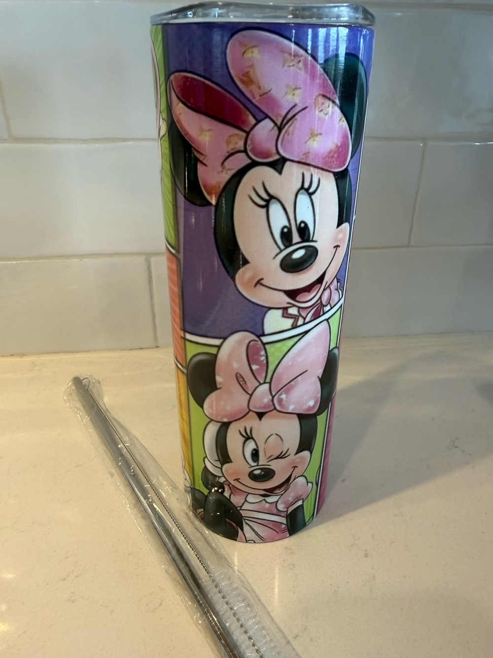 Minnie Mouse Stainless Steel Travel Tumbler – Pink & Purple NWOT